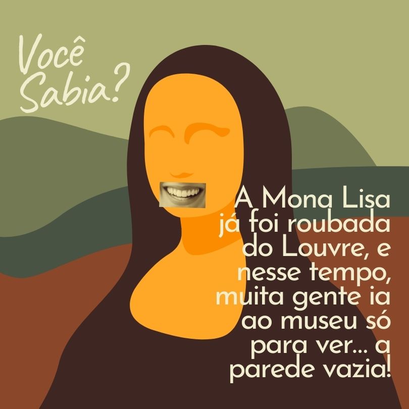 Ilustração da Mona Lisa com texto “Você Sabia?”.